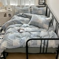 thumbnail image 5 of King Comforter Set Soft Aesthetic Blue Geometric Checkered Plaid Printed Bedding Comforter for Men Boys, 1 Soft Microfiber Reversible Comforter with 2 Pillowcases for All Seasons, 5 of 14