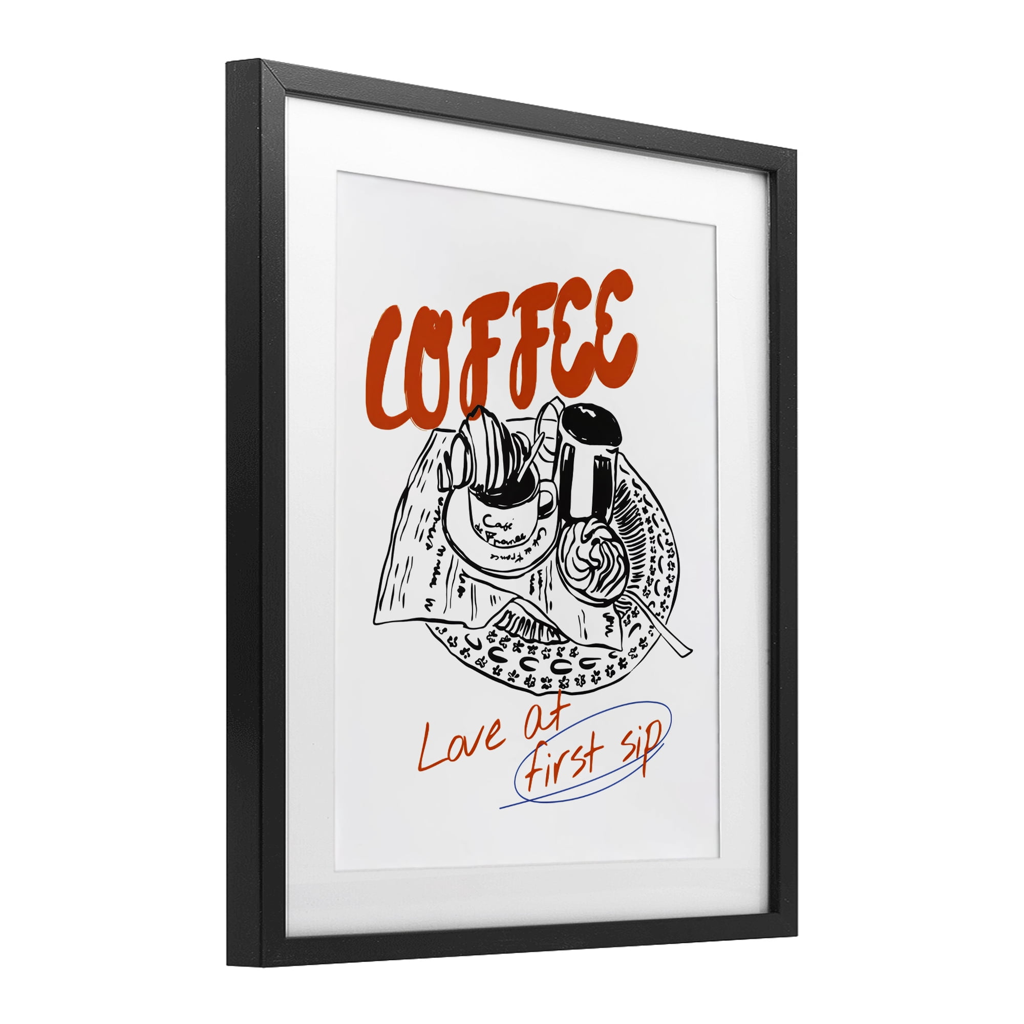 Stupell Industries Coffee Love At First Sip Black Framed Print Under Glass, design by The Prints Vibe