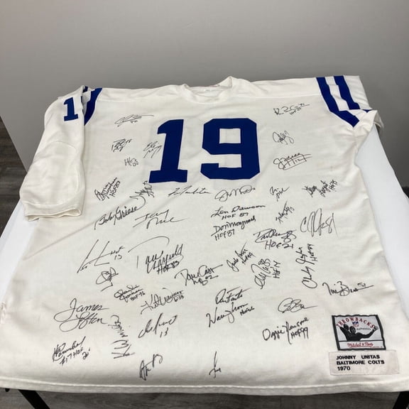 NFL Hall Of Fame Quarterbacks Multi Signed Mitchell  Ness Jersey 40 Sigs JSA