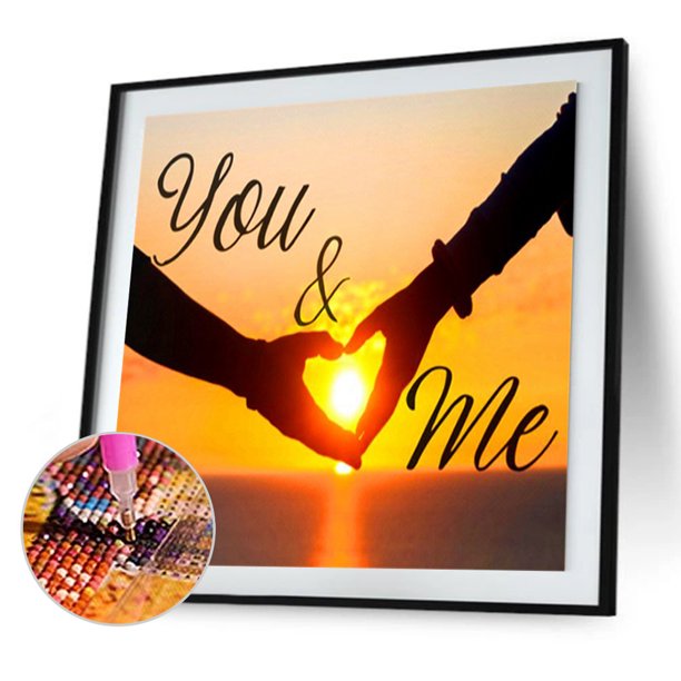 Cuadros Decorativos Kit de pintura de diamante 5D Sunset Love Hands Full Round Drill Rhinestone DIY Arts Tmvgtek embutido en tela