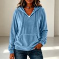 thumbnail image 5 of Aboser Womens Retro Velour Hoodies Dressy Casual Long Sleeve Pullover Tops Comfy Soft Velvet Sweatshirt Fall V Neck Hoodie with Pocket, 5 of 6