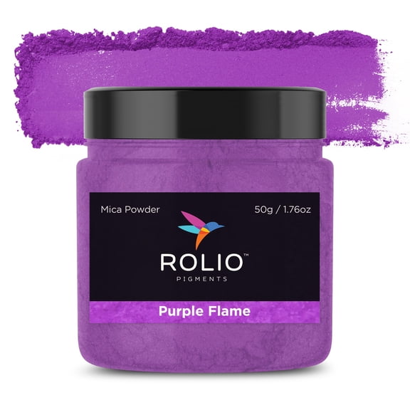 Rolio Premium Mica Powder - Purple Flame (50G / 1.76oz) - 1 Jar of Purple Pigment Powder for Epoxy Resin, Dye, Soap Making, Nail Polish, Paint, Candle Making, Bath Bombs, Slime