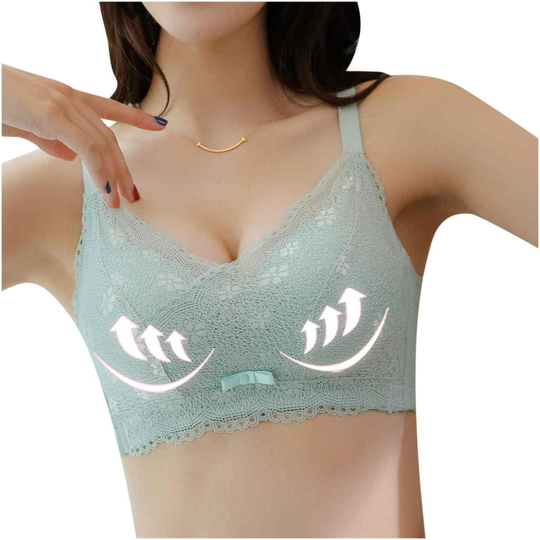 SELONE 2023 Everyday Bras for Women Push Up No Underwire Lace for Sagging  Breasts Breathable Ladies No Steel Ring Gathering Adjustment Lift Underwear  Nursing Bras for Breastfeeding Green L（36/80AB） 