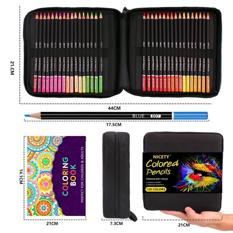 Colored Pencil Set, 138 Count, Wooden Colored Pencils For Adults
