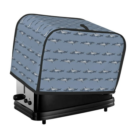 

KLL Cute Whale Print 2 Slice Toaster Dust Covers Kitchen Small Appliance Cover with 2 Pockets Can hold Jam Spreader Knife & Toaster Tongs (11.4 x 7.9 x 7.5)
