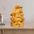 thumbnail image 3 of Laughing Buddha Wealth Lucky My Fortune Chinese Golden Frog for Marriage Anniversary Tabletop Decoration Housewarming , Golden, 3 of 8
