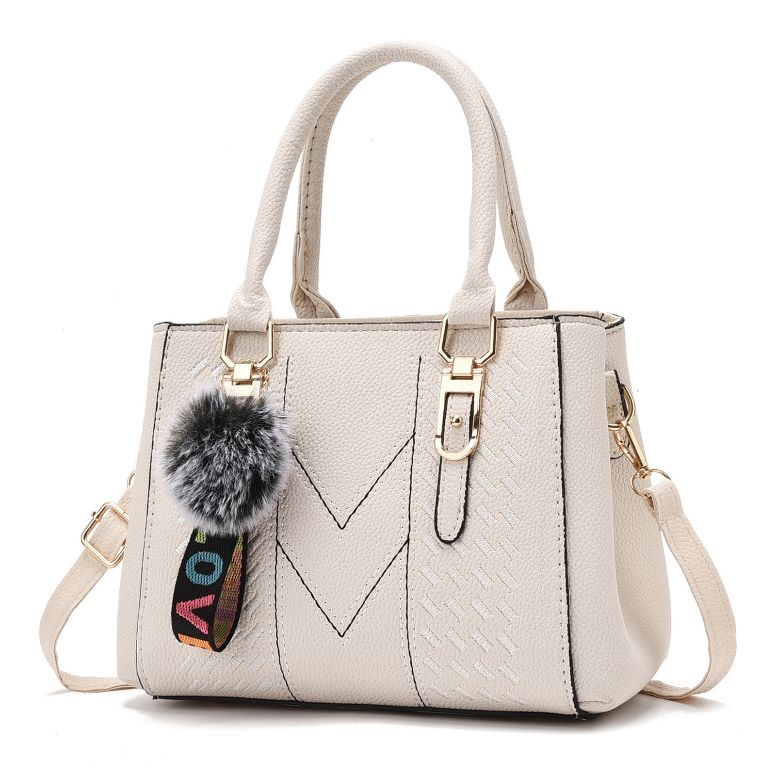 Faraee Purses and Handbags for Women Leather Shoulder Tote Bags Travel Work Top Handle Satchel Beige