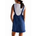thumbnail image 6 of Women Denim Overalls Mini Dress Adjustable Shoulder Straps High Roller Skirtall Casual Jean Romper Dress Dark Blue L, 6 of 7