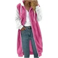 thumbnail image 2 of Long Sherpa Fleece Vest Jackets for Women Casual Warm Sleeveless Full Zip Up Hoodie Vest Winter Coat Plus Size (Small, Hot Pink Vest), 2 of 4