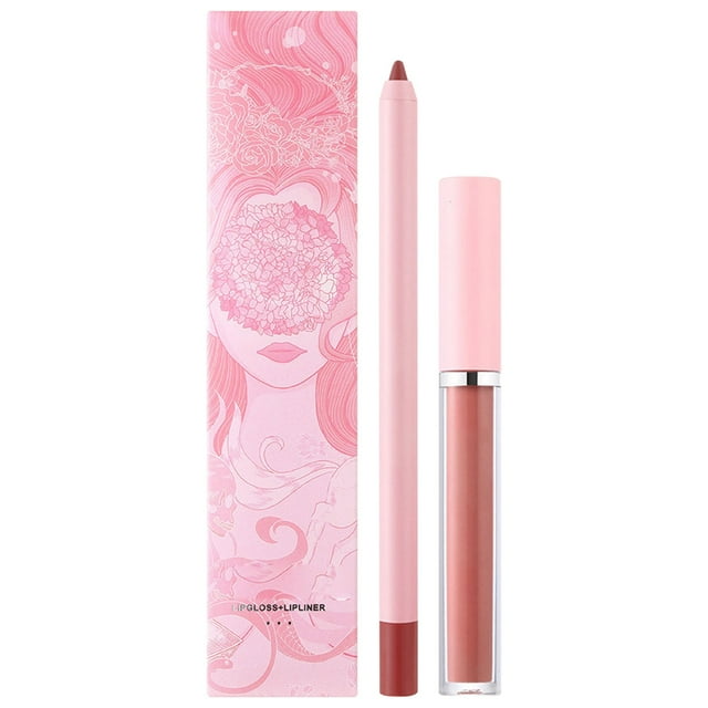 Rouges à Lèvres pour Femmes Imperméables à Crochet Ligne Stylo Rouge à Lèvres Stylo Moussant Crayon Contour des Lèvres Qui Ne Déteint Jamais Brillant à Lèvres 2 en 1 Boîte Tout-en-1 Brillant à Lèvres Imperméable Longue Tenue