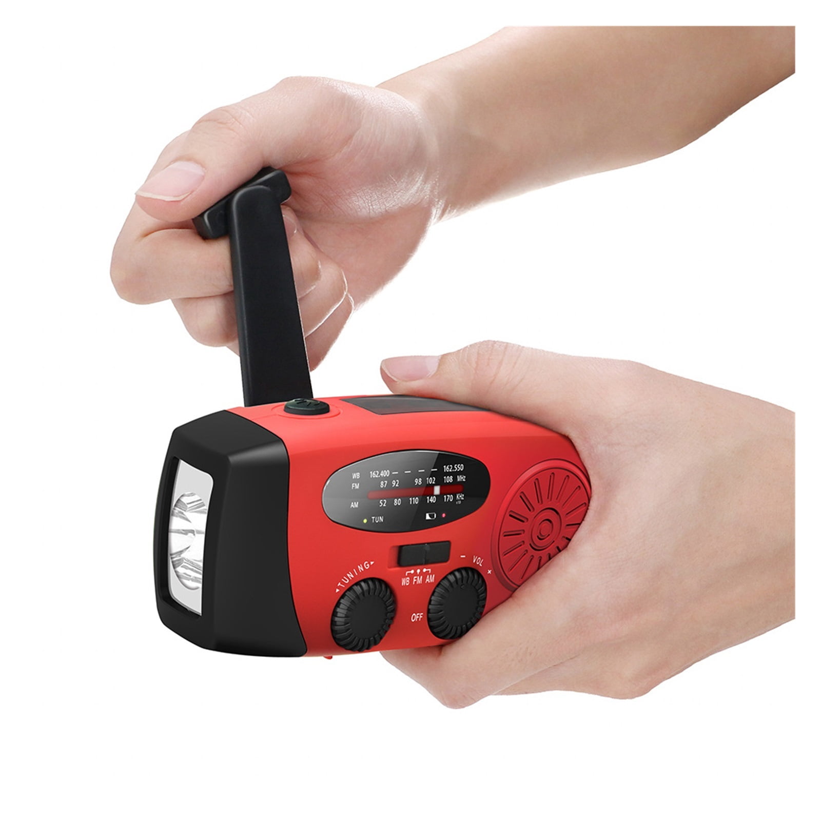 Solar Powered Emerncy Radio, Multi-Function Hand Crank Portable FM Radio with USB Charging for Outdoor Survival and Disaster Preparedness ,Listen Anytime, Anywhere