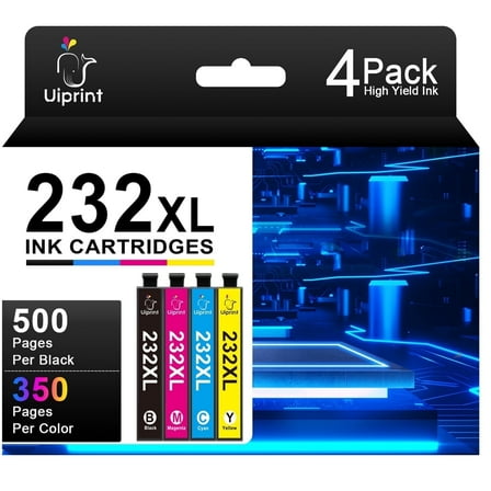 232XL for Epson 232XL Ink Cartridges Combo Pack for Epson Workforce WF-2930 WF-2950 XP-4200 XP-4205 (Black Cyan Magenta Yellow,4 Pack)