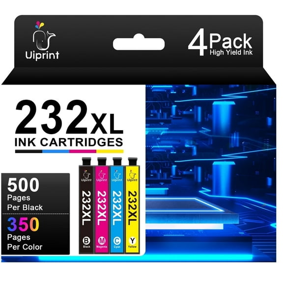 232XL for Epson 232XL Ink Cartridges Combo Pack for Epson Workforce WF-2930 WF-2950 XP-4200 XP-4205 (Black Cyan Magenta Yellow,4 Pack)