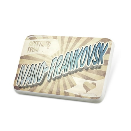 Porcelein Pin Greetings from Ivano-Frankovsk, Vintage Postcard Lapel Badge – NEONBLOND