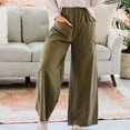 thumbnail image 2 of Fashion Womens Casual Solid Color Pants Straight Wide Leg Trousers Pants With Pocket, 2 of 5