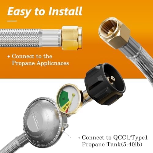 12 Feet Propane Regulator With Hose, QCC1 Low Pressure Regulator Hose for Weber, and Most LP Gas Grill$$Garden & Patio