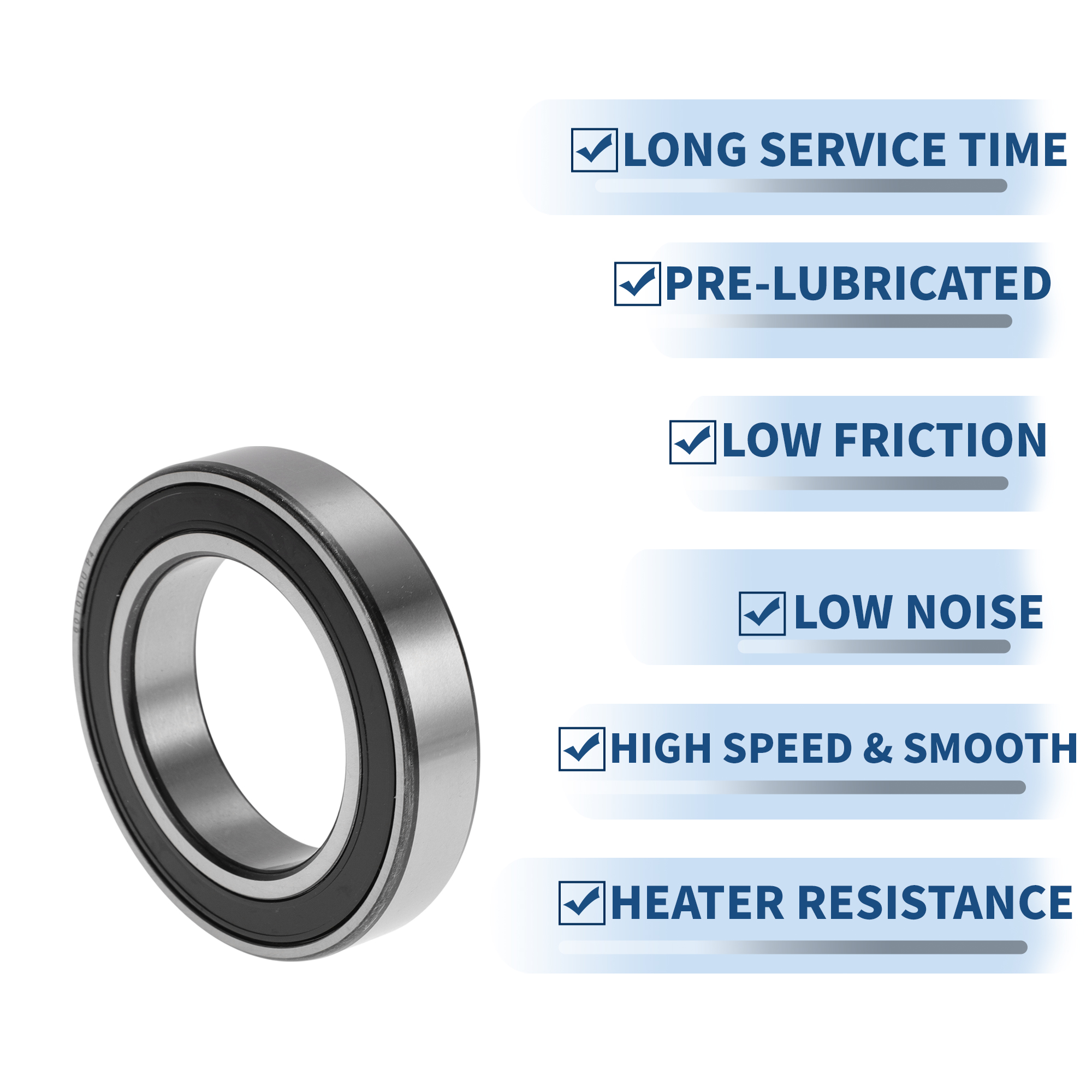 Unique Bargains 6010DDU Deep Groove Ball Bearings 50x80x16mm P4 Double Rubber Seal Lubricated Bearings 1 Pcs Car Silver Tone,Black
