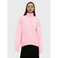 thumbnail image 4 of Women'S Sweater Fall Winter Chunky Knitted Pullover Ribbing Hem Trendy Basic Jumper Top Pink M, 4 of 8