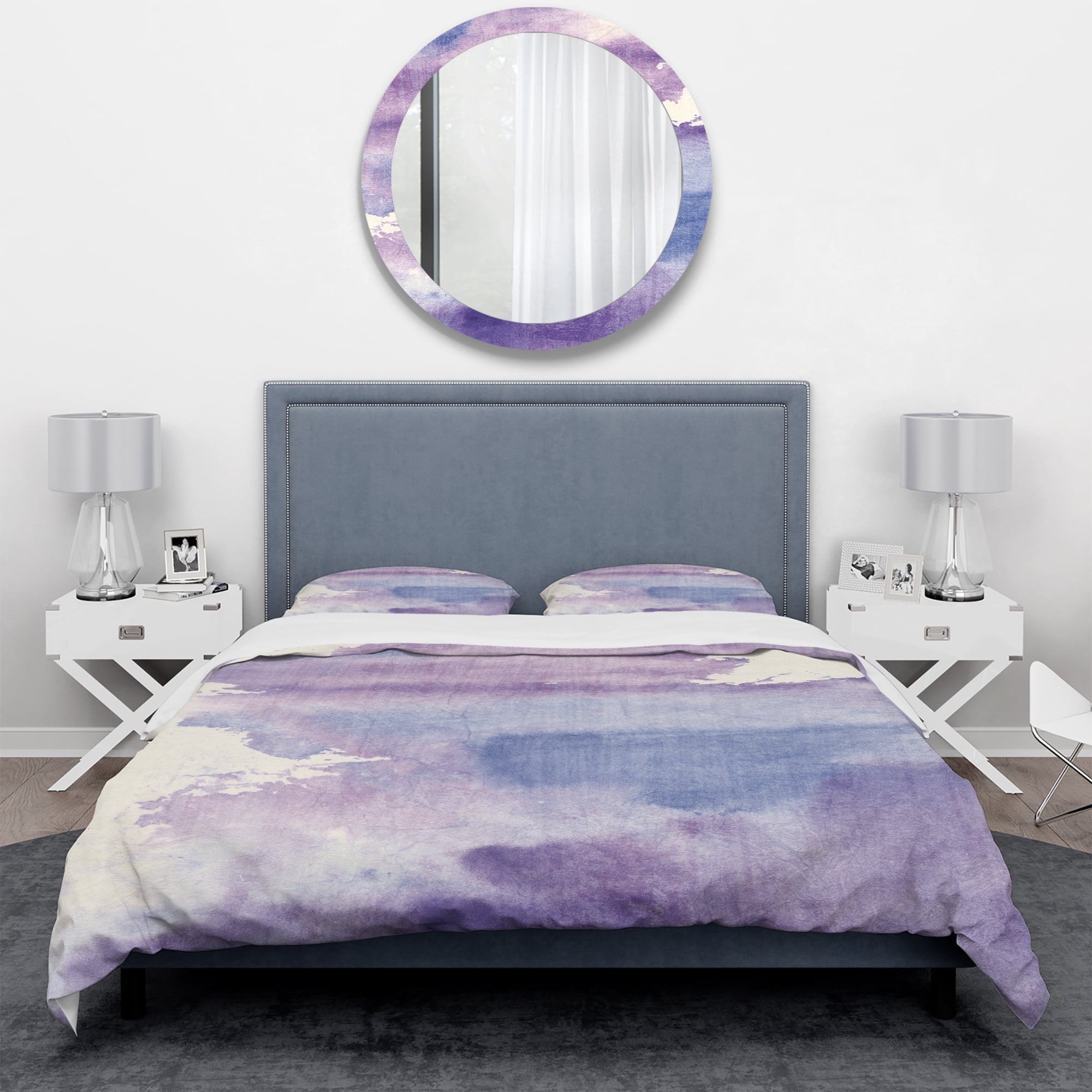 Designart 'Watercolor Purple Haze I' Geometric Duvet Cover Set