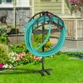 thumbnail image 3 of Garden Hose Holder, Detachable Freestanding Stand with Tool Storage Basket, Heavy Duty Metal Hose Stand Hanger for Outside Lawn & Yard, 3 of 12