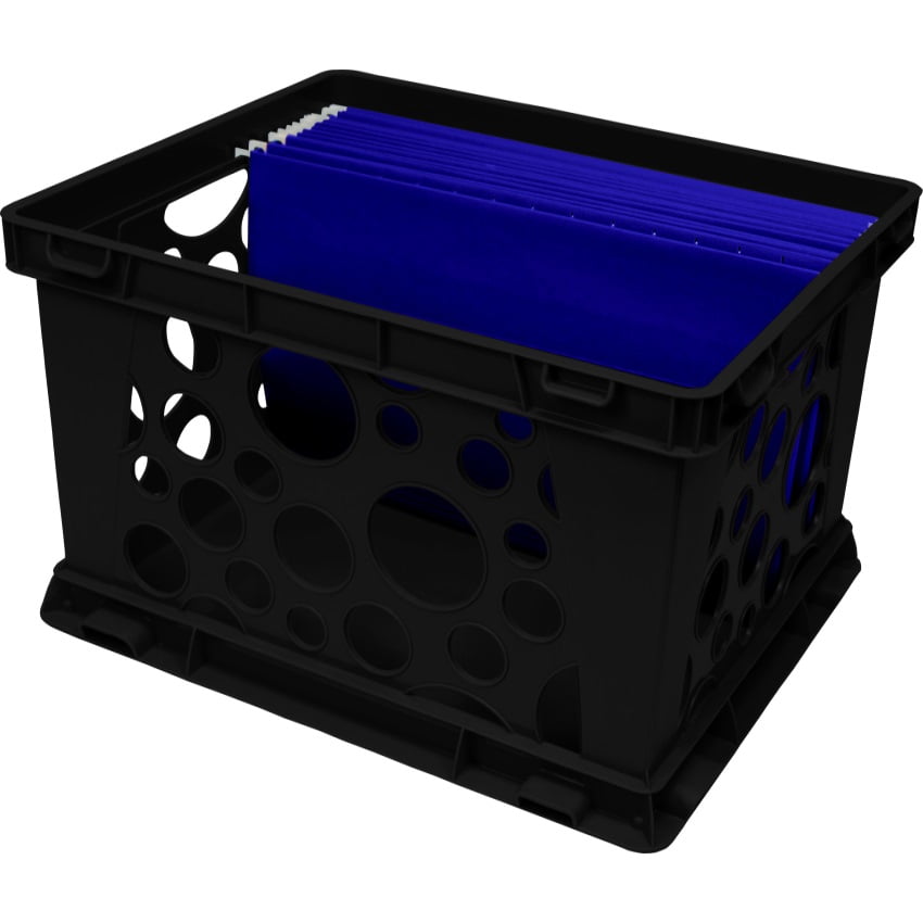 Storex Large Storage and Transport File Crate, Black (Case of 3