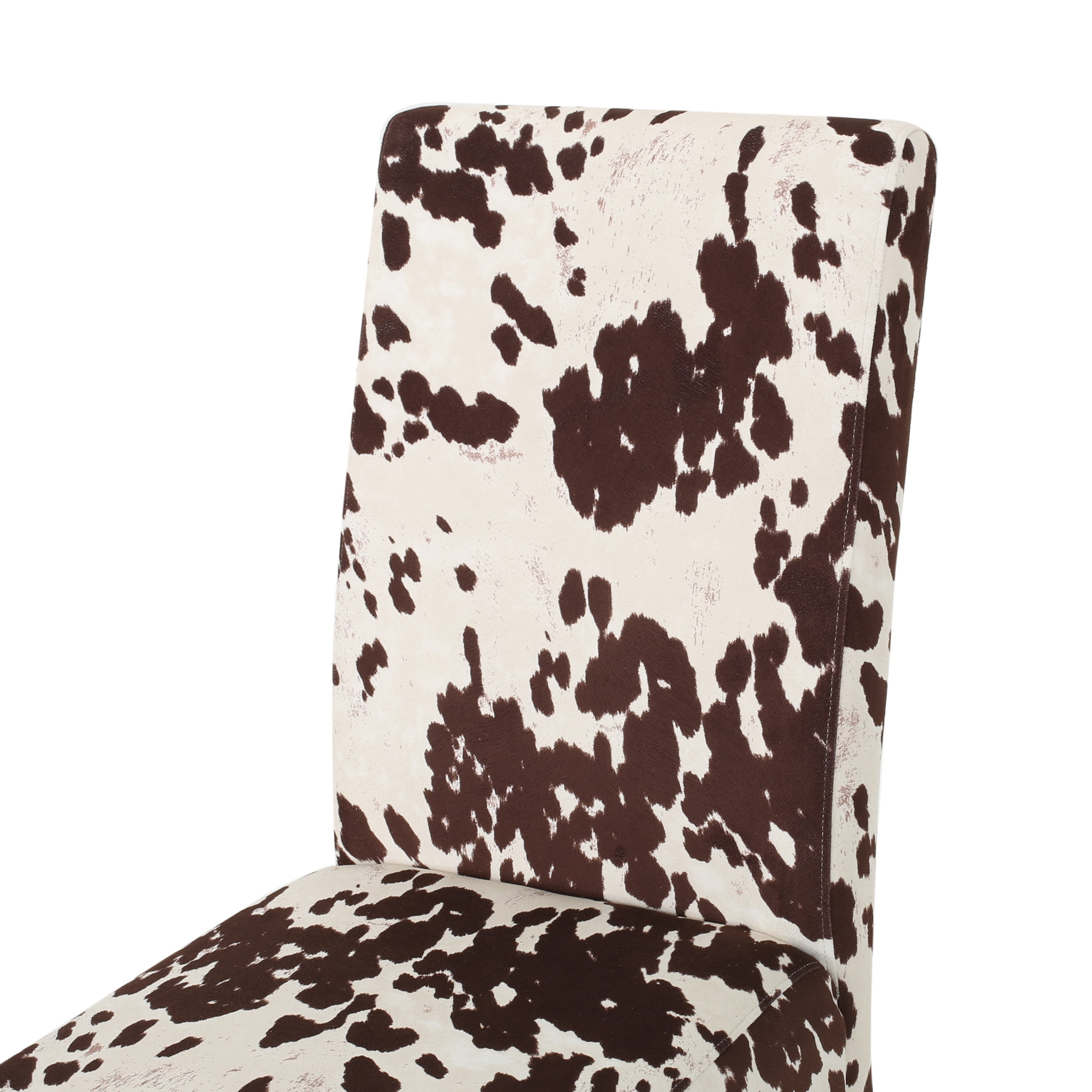 Noble House Contemporary Milk Cow Velvet Dining Chairs, Set of 2, Espresso