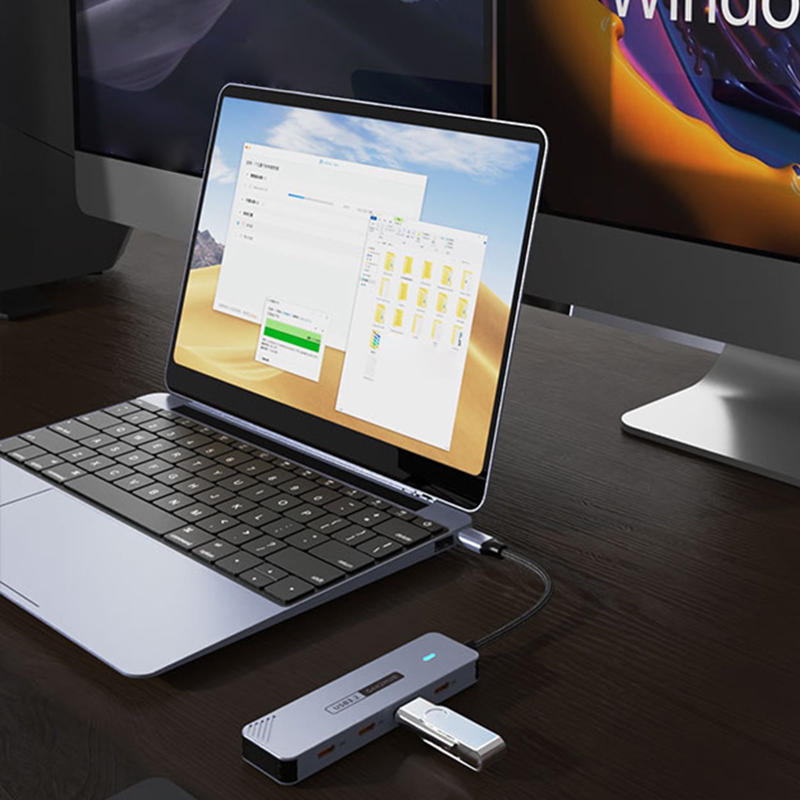 4 Port USB C Hubs 10Gbps Fast Speed Data Transfer Aluminum Alloy Splitter For Laptop Tablets External Drive
