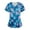 Dark Blue, variant on Minjewel Women's Plus Size Printed V-Neck Short Sleeve Scrubs for Women Set, Playful Animal & Floral Print Scrub Set for Nurses & Caregivers,Purple S