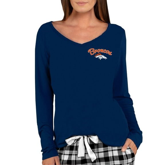 Women's Concepts Sport Navy Denver Broncos Marathon Knit Long Sleeve Lightweight V-Neck Lounge Top