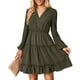 thumbnail image 2 of Vestido midi fluido NikouMX con encaje cuello en V manga larga, 2 of 6