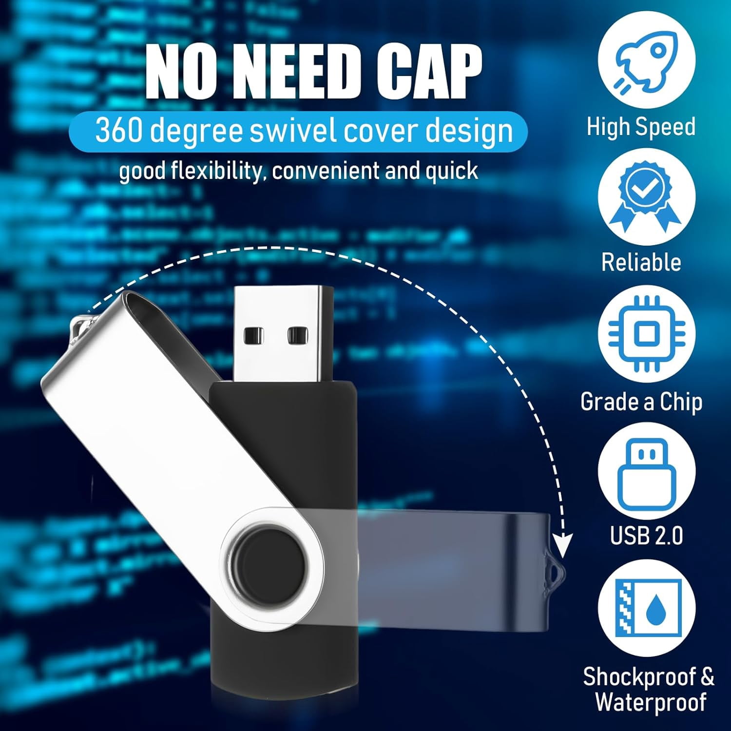 USB Flash Drive 2GB, USB2.0 Memory Stick (50 pieces 2GB, mixed colors)