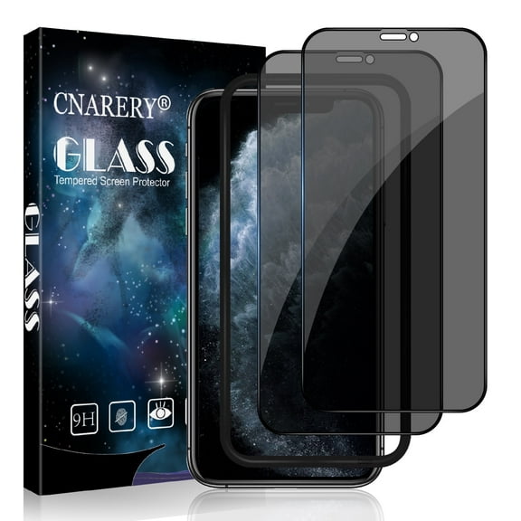 [2 Pack][Full Coverage] Cnarery Privacy Screen Protector for iPhone 11 Pro Max/iPhone XS Max 6.5 inch, Anti Spy Tempered Glass with Installation Frame Anti-peeping Easy Installation