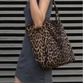 thumbnail image 2 of Leopard print large capacity single shoulder shopping tote bag for women 26s, 2 of 5