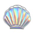 thumbnail image 1 of EeaseMX Espejo plegable de doble cara con forma de concha, de piel sintética, portátil, holográfico, para niñas y mujeres (plateado), 1 of 7