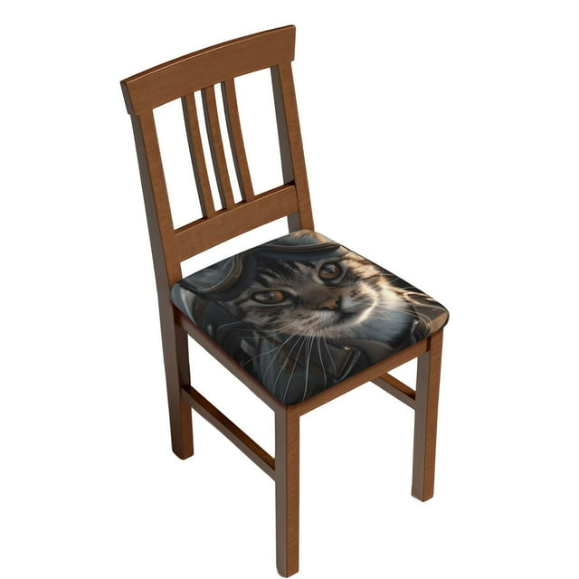 Lukts Pilot Cat In Vintage Plane for Square Chair Cushion Protector, Elastic Anti-Scratch Chair Cushion Decoration-Two Pieces