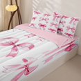 thumbnail image 3 of Manfei Pink Bow Zipper Twin Comforter Sets with Fitted Sheet and 2 Pillowcases For Girl,Coquette Bowknot Style Zipper Bedding Set For Kids,Pink Reversible,4 Pieces, 3 of 7