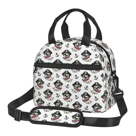 Goofa DOG IS WEARING PIRATE COSTUME Pattern Lunch Bag  Insulated Lunch Box  Small Leakproof Cooler Food Lunch Containers Reusable High Capacity Lunch Tote Bags