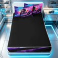 thumbnail image 4 of Erosebridal Dirt Bike Zipper Twin Comforter Sets with Fitted Sheet and 2 Pillowcases, Tire Track Zipper Bedding Set, Purple Blue, Black Reversible, 4 of 7