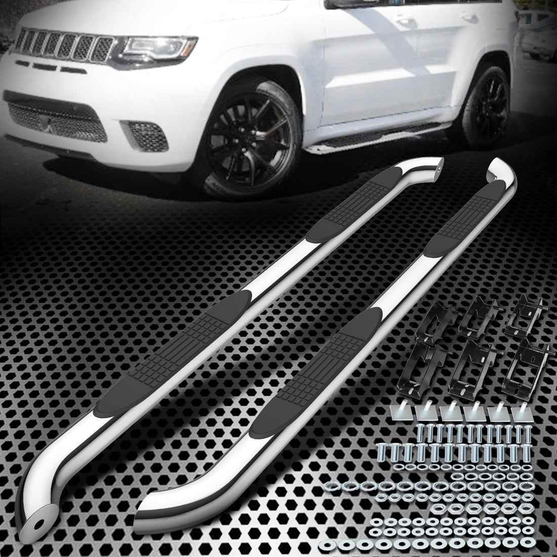 Running Board Side Step Nerf Bars 5in Silver Fit Jeep Grand Cherokee 11-19