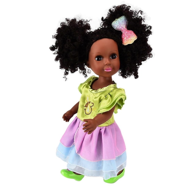 Black Girl Doll Lovely Fashion Lifelike Washable 14in African Baby Doll Set for Kids Gift
