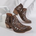 thumbnail image 2 of SACFOF Women's Western Ankle Boots Cutout Glitter Cowgirl Booties Pointed Toe Chunky Block Mid Heel V Cut Slip On Vintage Country Boots, 2 of 6