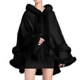 thumbnail image 3 of Women's Hooded Poncho Cape Sleeveless Cardigan Cloak With Trim Fashion Top, 3 of 8