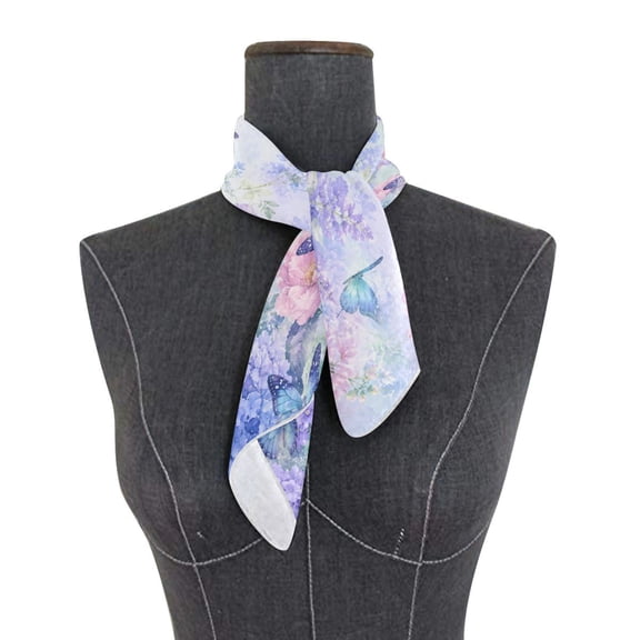 Square Scarf 24x24 Inch Delicate Blue Butterfly Artwork Silky Satin Sun Protection Neck Scarf for Women Multi-Purpose Head Wrap Bandana for Hair Bag Decoration