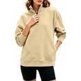 thumbnail image 3 of Tnhcen Women's Quarter Zip Pullover Sweatshirt Long Sleeve Mock Neck Solid Color Loose Fit Kangaroo Pocket Casual Fall Winter Soft Fleece Top Plus Size S-3XL, 3 of 9