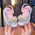 thumbnail image 5 of Girls Bow Rhinestone Sandals Non-Slip Kids Little Kid Adjustable Summer Open Toe Sandals Pink,Size 8, 5 of 7