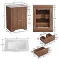 thumbnail image 2 of Modern Fluted Bathroom Vanity with Basin – Freestanding Bath Cabinet, 2 Drawers & Turn over-Down Drawer, Easy to Assemble & Clean, Single Basin Vanity Set, Walnut, 30 Inches, 2 of 9
