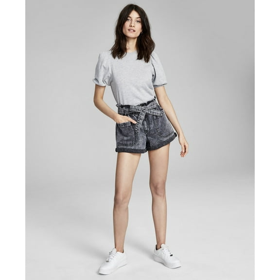 Now This Womens Paperbag Waist Denim Shorts Stewie Grey Wash 29