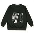 thumbnail image 4 of Hwmodou Girls Sweatshirt "Jesus Loves Me" Crewneck Printed Long Sleeve Fall Winter Simple Athletic Top,3-14Y, 4 of 4