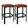 Set of 2 Bar Stools, 24" Counter Height PU Leather Upholstered Bar Chairs,Brown