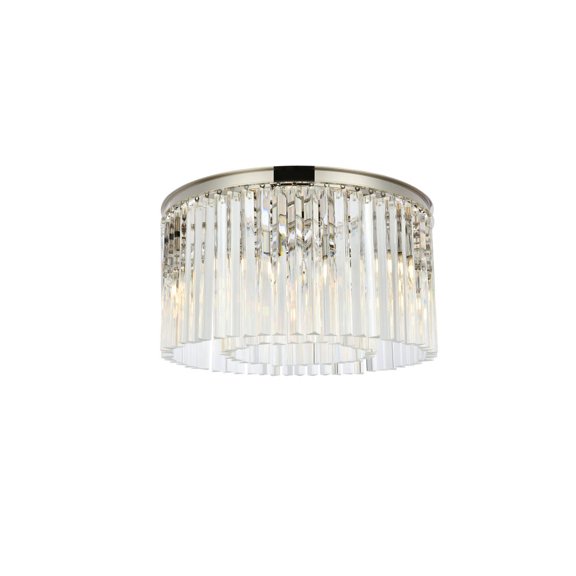 1208 Sydney Collection Flush Mount D:26" H:13.5" Lt:8 Polished nickel Finish (Royal Cut Crystals)